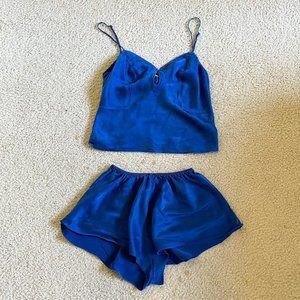 Victoria’s Secret - Vintage 90s Velvet Pajama Set in Blue Sz